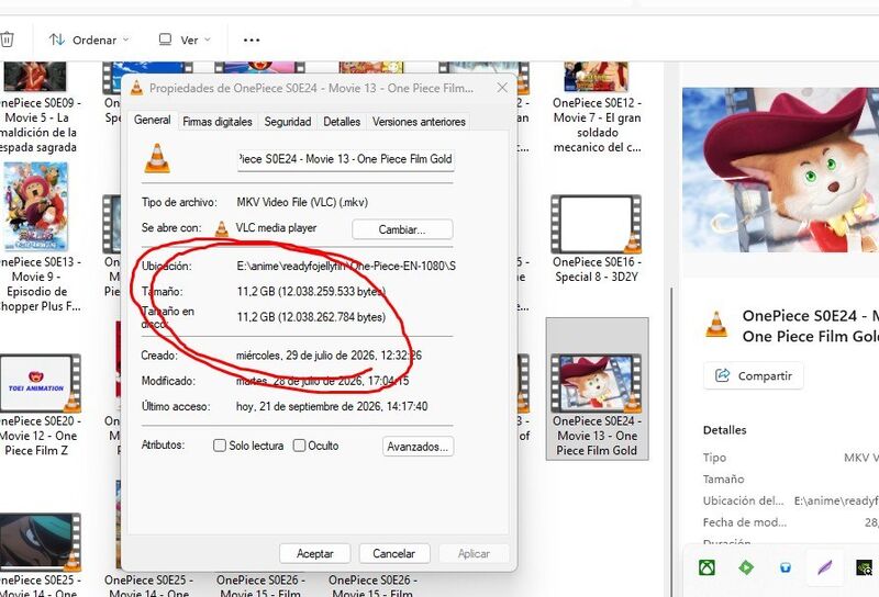 Resultado después de reducir el tamaño de la película