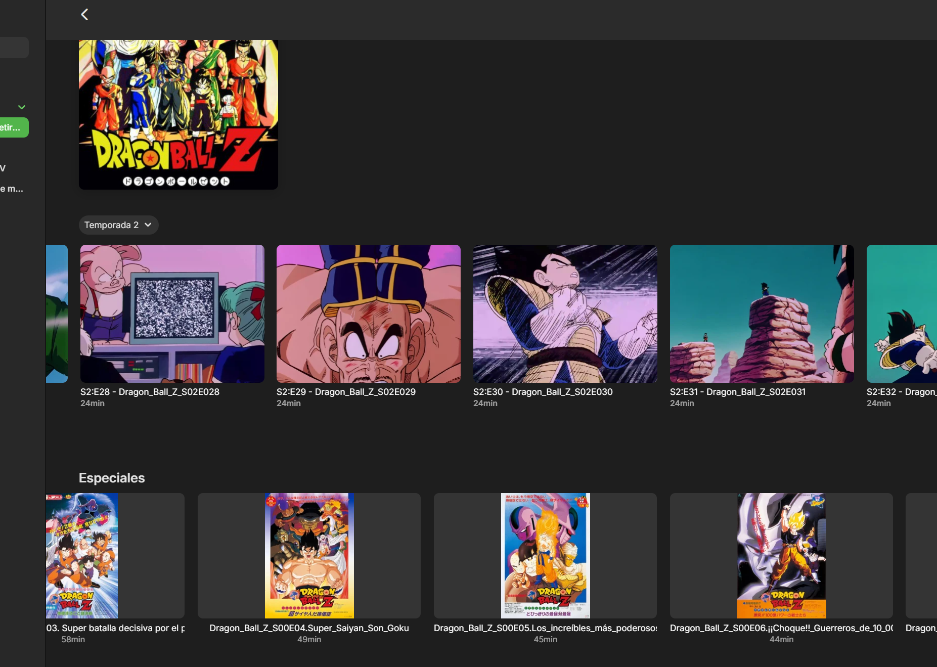 Dragon Ball Z en la plataforma privada